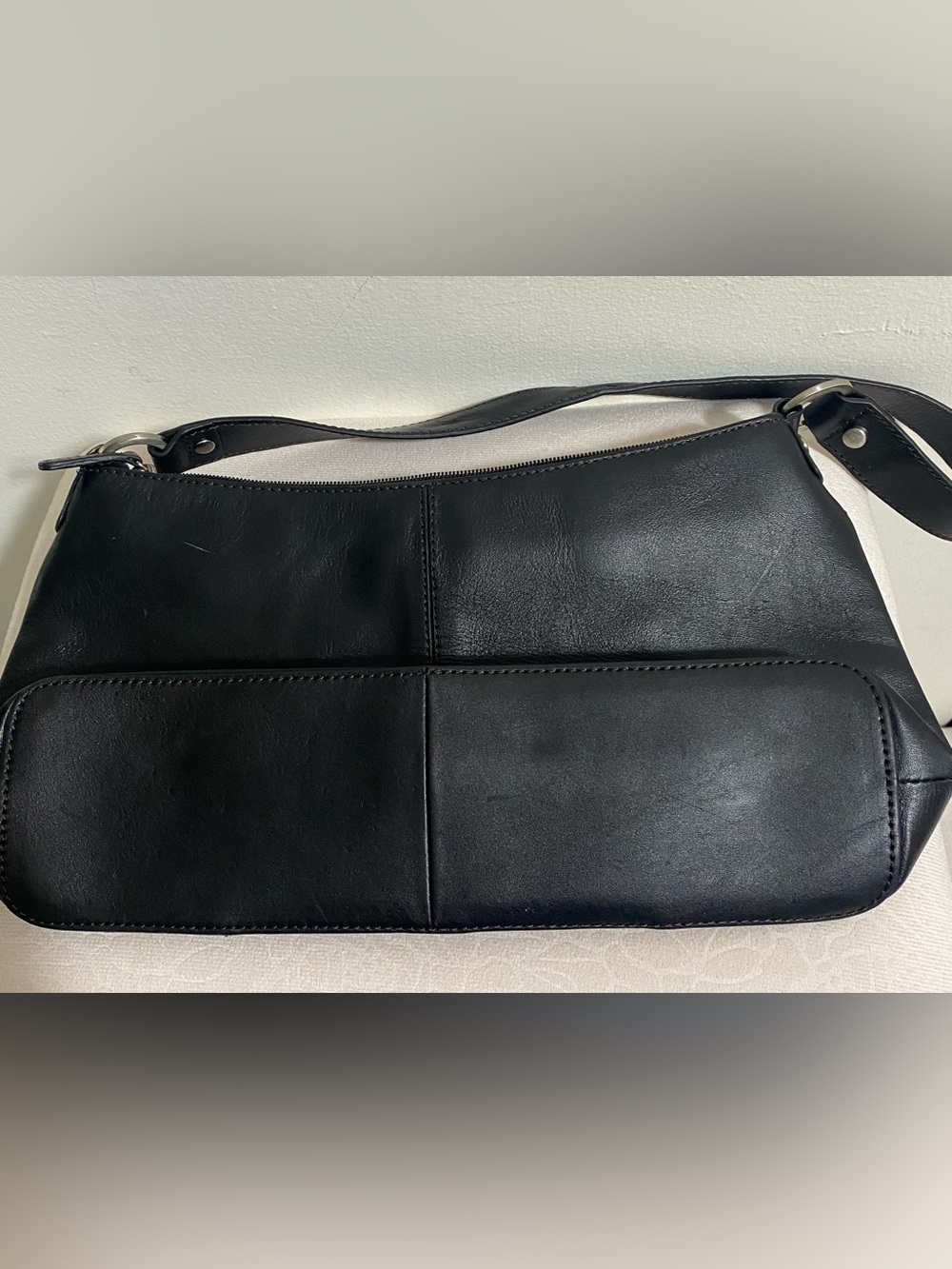 Etienne Aigner Black Leather Shoulder Bag with Silver Hardware - Picture 6 of 16